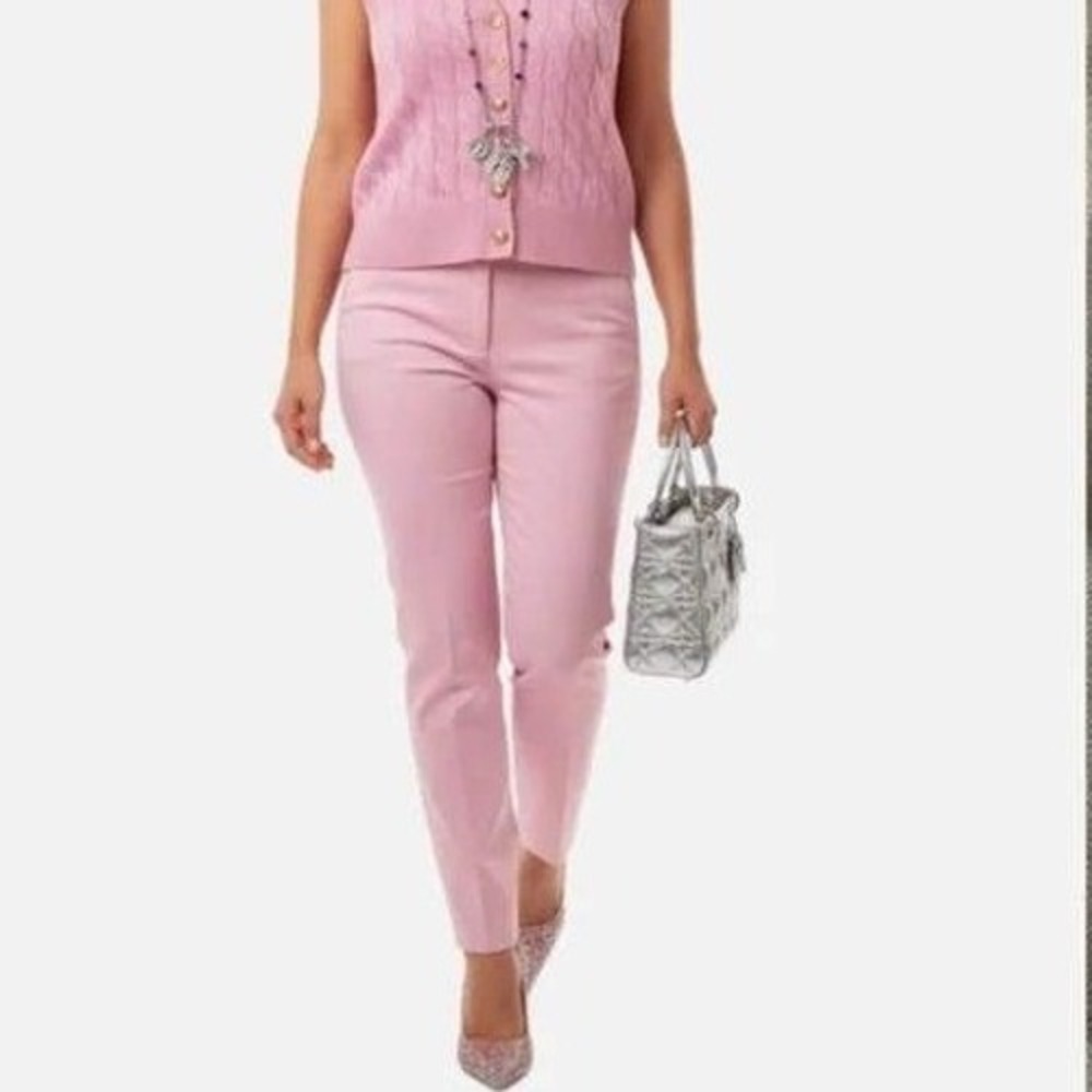 J.Crew Kaya Pink Italian Fabric Ora Tessuti Straight Leg Trousers CS275 Size 2